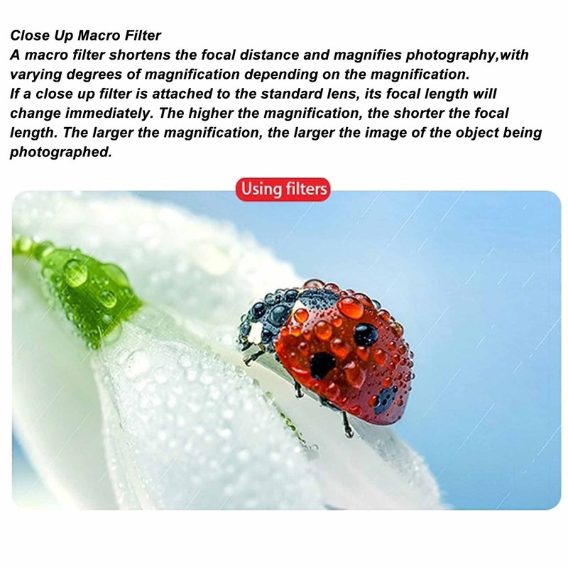 Close Up Macro Filter 15X Magnification HD Coating Optical Thin