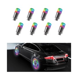 Sylvil 8 PCS LED Tire Valve Stem Cap Lights, Waterproof Motion Tyre Spoke Lights for Wheel Decoration, Cool Modify Neon Valve Wheel Light Assemble, Universal Motorcycle Accessories (Colorful)