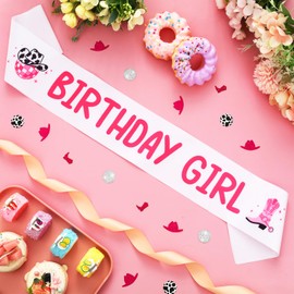Serencatcher Disco Cowgirl Birthday Girl Sash, Western Cowgirl Birthday Party Decorations Birthday Sash for Women Girls Rodeo Birthday Party Supplies Retro Horse Birthday Party Favors