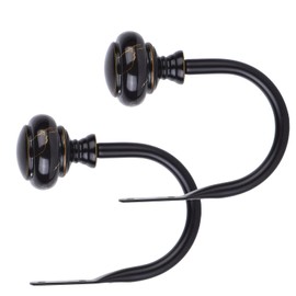 KAMANINA Decorative Curtain Drapery Holdbacks, Window Curtain Holdbacks, Marbled Finials, Antique Bronze(1 Pair/2 Pack, Small)