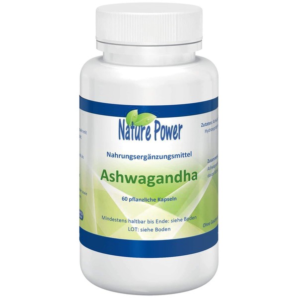 Ashwagandha Extract with 5% Withanolides, Peace and Power from the Orient, 60 Vegetable Capsules, Vegan and GMO-Free, by NATURE POWER