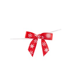 Reliant Ribbon Snowflakes Satin Loops X 2-1/2in Span, 2 Tails X 1-3/4in X 5/8in Ribbon Width & 5in Twist Tie Bows, Red/White