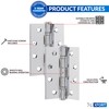 XFORT 4 inch (100mm) Polished Chrome Ball Bearing Hinges, Steel