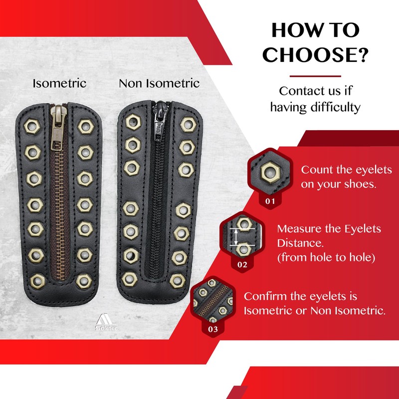 Soletec Leather Lace-in Boot Zipper Inserts for All Brands, Tieless