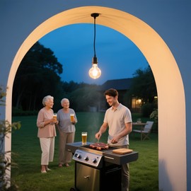 E26 Waterproof Pendant Light Socket, 6FT Industrial Power Cord, IP65 Rated Hanging Light Kit for Garage, Workshop, Patio (Bulb Not Included).