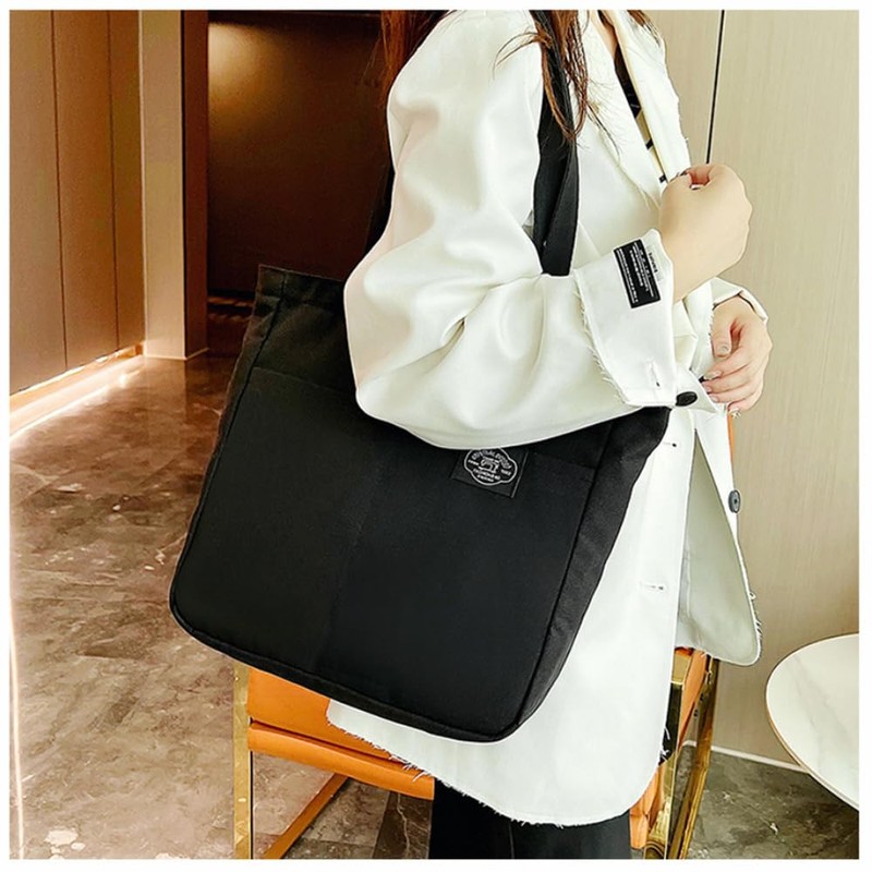 deoway Tote Bag, Canvas Tote Bag, A4, Large Capacity, Shoulder
