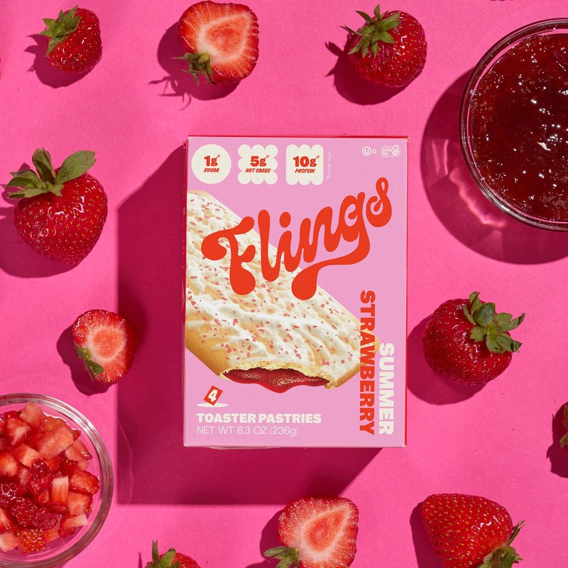 FLINGS Toaster Pastries - Strawberry | High Protein, No Sugar