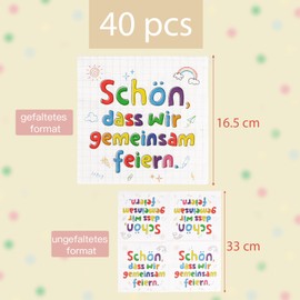 MEJOSER 40 Stück Servietten Einschulung Deko Mädchen Junge 33x33cm Schulanfang Tischdeko für Schulkind Schuleinführung Kindergeburtstag Schule Kindergarten Kita Abschied