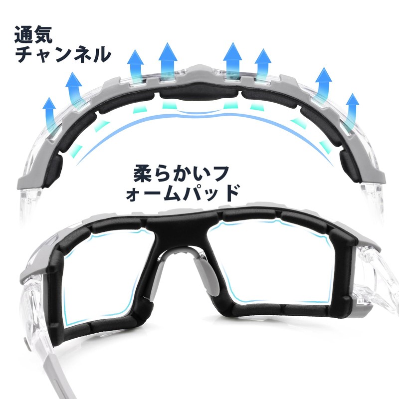 [XYNISQ] Protective Glasses, Anti-Fog Work Envelope Lens, Removable Foam Gasket,