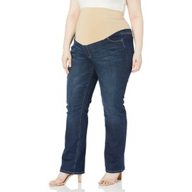 Three Seasons Maternity womens Plus Size Bootcut Denim With Neutral Belly Band Jeans, Dark Wash Denim, 1X US
