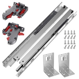 15 Inch 1 Pair Undermount Soft Close Drawer Slides with Rear Mounting Brackets, 3 Full Extension, 3D Adjustable Locking Device, 100LB Load Capacity