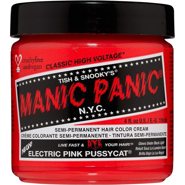 Manic Panic Classic Vegan Semi-Permanent Hair Dye 4oz, 64 Electric Pink Pussycat