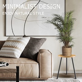 KINNARY KINNARY Indoor Plant Stand, Mid Century Wood Plant Stand Plant Table for Flower Pots, Tall Metal Plant Holder, Modern Home Decor Small Round Side End Table (11.8"x16")