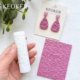 KEOKER Polymer Clay Texture Roller, Polymer Clay Roller for Making Earrings, Like Polymer Clay Texture Sheets, Great Work with Polymer Clay Cutters (BOHO C)