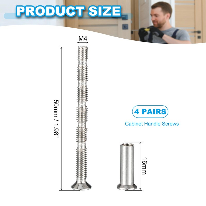PATIKIL Cabinet Handle Screws M4 x 50mm, 4 Set Break