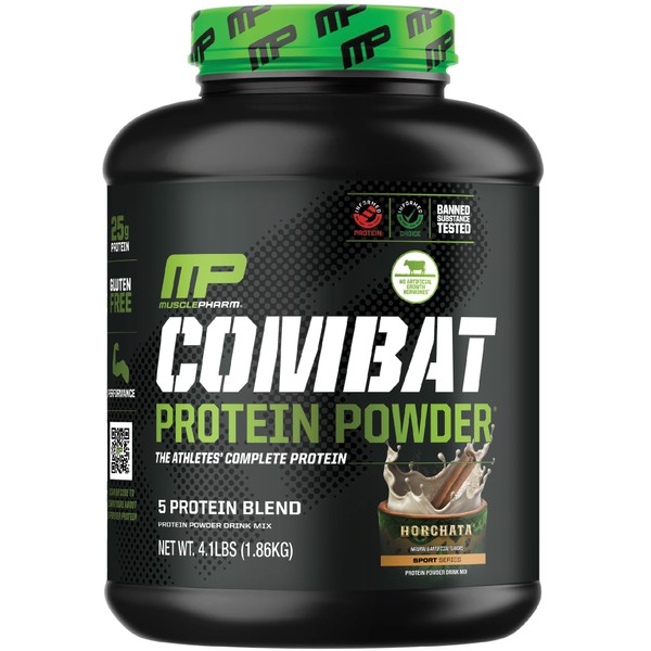 MusclePharm Combat Protein Powder, Horchata Flavor, Fuels Muscles for Productive