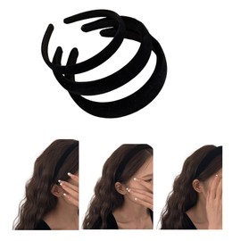 Padded Headband Black Velvet Headbands for Women Thick Soft Head Bands for Women's Hair Non Slip 3Pcs
