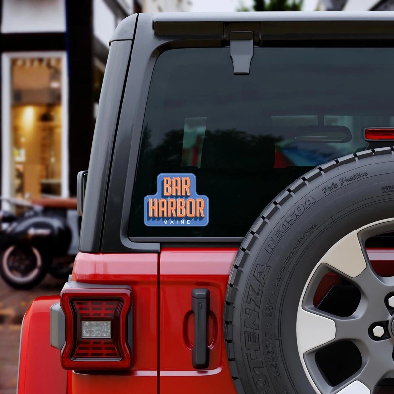 Retroplanet Bar Harbor Maine Retro Die Cut Sticker