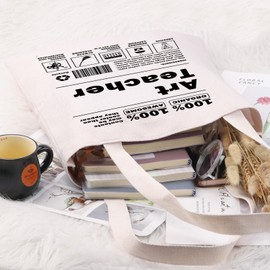 PYOUL Funny Artist Gift 100% Art Teacher Tote Bag Art Lovers Handbag Artist Painter Gift New Art Teacher Gift (100% Art Teacher T)