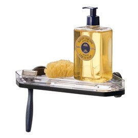 iDesign Self-Adhesive Razor Holder-Matte Black SA Shower, Corner Shelf