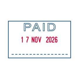 Trodat Printy Textplate Dater Stamps Paid in Blue Date in Red,150856,Black,39 x 23mm