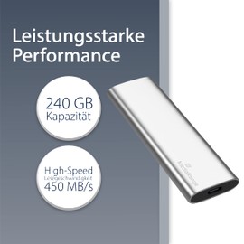 MediaRange Externes SSD Laufwerk 240 GB - USB Type-C Solid State Laufwerk mit 3.2 Gen 2 Flash Technologie, blitzschneller Datentransfer, Lesen bis zu 450 MB/s, Schreiben bis zu 420 MB/s