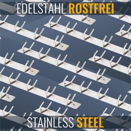 RICOO MH028S-5x3 Stainless Steel Coat Hooks, Wall Hooks, Silver, Robust Hook Rail for Wall Mounting, Pack of 3, Coat Hooks Wardrobe in Elegant Design, Versatile, Durable and Scratch-Resistant