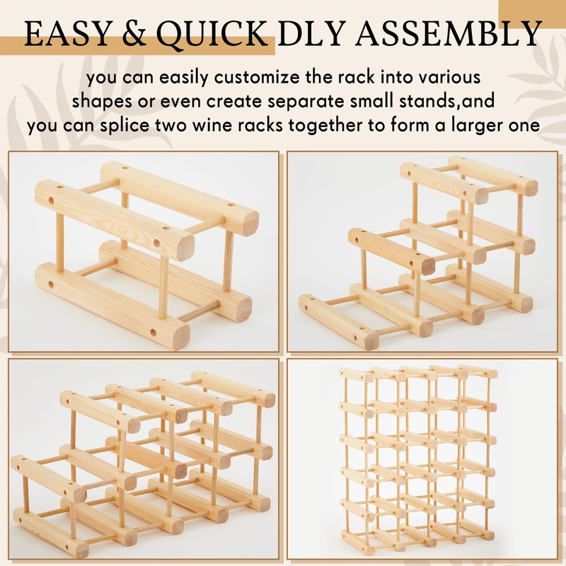 Juexica Wooden Wine Rack Stackable Modular Wine Storage for Inside