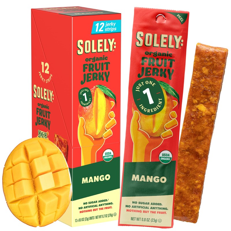 Solely - Organic Mango Fruit Jerky - 12 Individually Wrapped