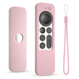 Silicone Case for Apple TV 2024 Remote Siri 2nd/3rd Gen, Protective Cover for Apple TV 4k/Hd Remote Control Anti Sleeve with Lanyard(Pink)