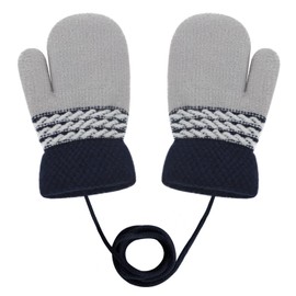 NICEYEA Toddle Knitted Gloves Winter Warm Full Finger Mittens Thicken fluffy Lining Magic Gloves with String Xmas Birthday Gift for Boys Girls 1-3 Years Old