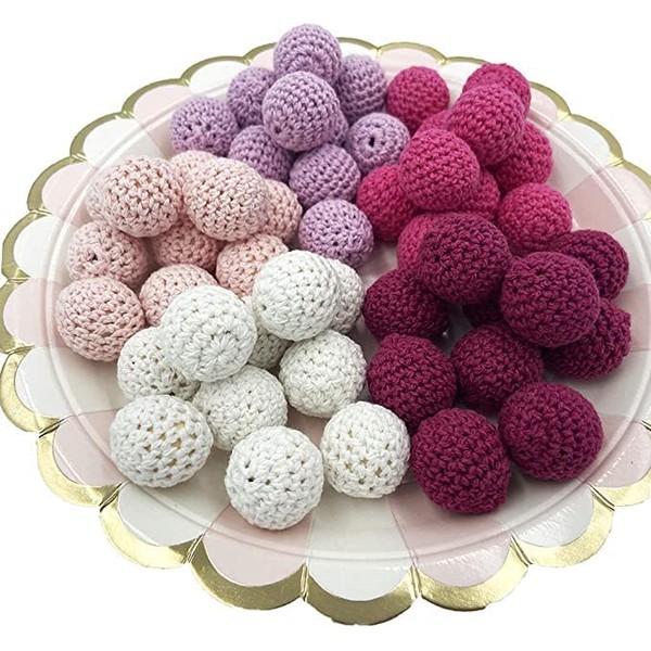 Wooden Crochet Beads 20mm 50pc Red Beads for Jewelry Keychain