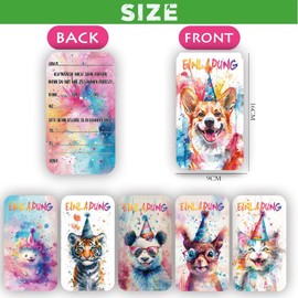 ZELAITE 12 Invitation Cards Children's Birthday Boys, Animal Invitation Cards, Animal Invitation Children's Birthday Party for Girls and Boys, Includes 12 Envelopes (C)