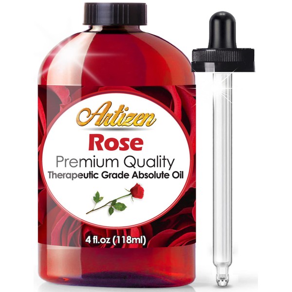 Artizen Rose Essential Oil (100% Pure & Natural - UNDILUTED) Therapeutic Grade - Huge 4oz Bottle - Perfect for Aromatherapy, Relaxation, Skin Therapy & More!