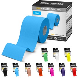 SB SOX Pro Synthetic Kinesiology Tape (Precut & Uncut Options) – Longer Lasting Performance Fabric Option to Our Original Cotton Kinesiology Tape - Also Latex Free, Water Resistant! (Blue - Uncut)