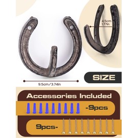 4 PCS Coat Hooks Cast Iron Wall Hooks Horseshoe Hooks Vintage Hanger for Hanging Coat Hat Bags Key Towel(Rust)