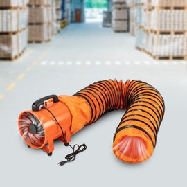 TFCFL Utility Blower Fan 10 Inch 320W 1518CFM High Velocity Ventilator Portable Ventilation Fan with 5M Duct Hose Household Extractor Industrial Fan for Exhausting & Ventilating