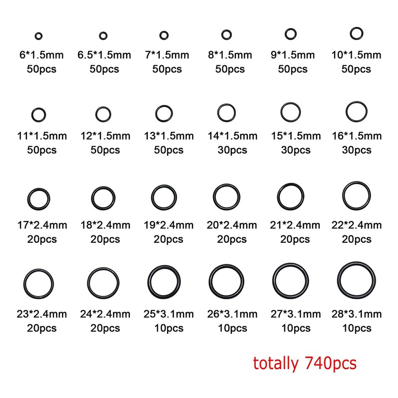 JZK 740 x Rubber O-Ring assorted seals kit, rubber ring