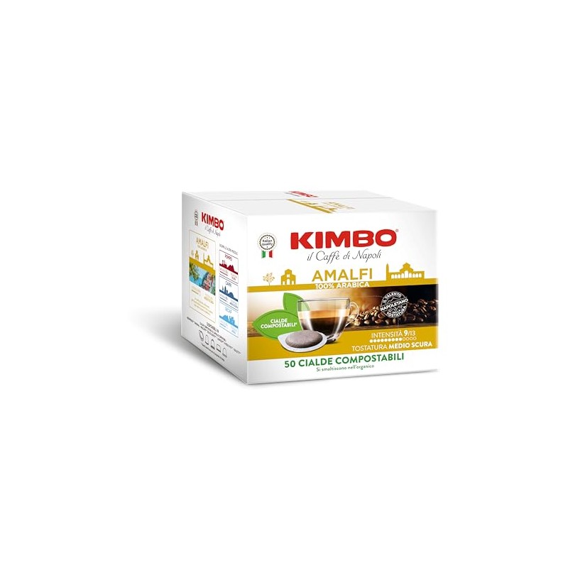Kimbo 50 Cialde Caffè Compostabili ESE, Amalfi 100% Arabica