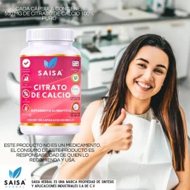 Citrato de Calcio Saisa Herbal, Suplemento para Huesos y Dientes Fuertes                                                                              
