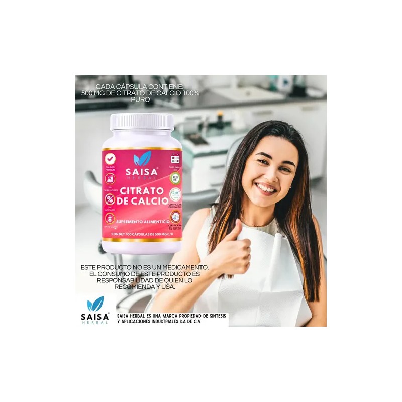 Citrato de Calcio Saisa Herbal, Suplemento para Huesos y Dientes