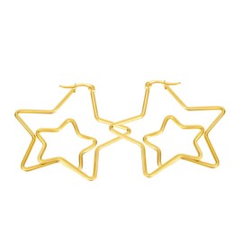 Caimeytie 1 piece, stainless steel hoop earrings for women and girls, gold-plated earrings in different shapes, gifts for women, Stainless Steel