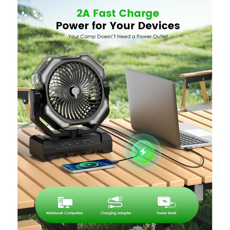 Camping Misting Fan - 30000mAh Portable Battery Powered Fans with