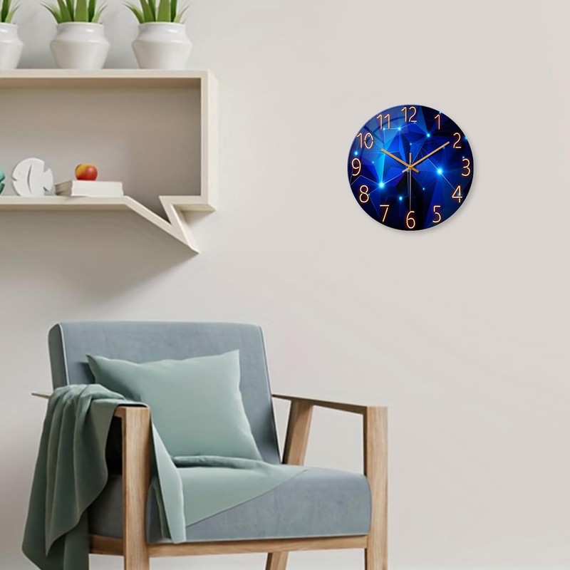 Blue Wall Clock for Living Room Decor Kitchen Wall Clocks