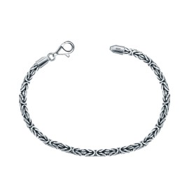 LeCalla 925 Sterling Silver Byzantine Bracelet for Men Women | Italian 4MM Round Handmade Classic Antique Byzantine Link Chain Bracelet 8 Inches, Made in Italy
