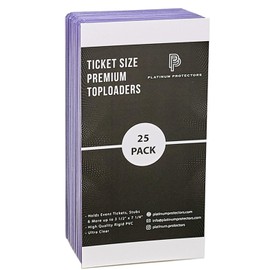 Platinum Protectors 3.5"x7.25" Ticket Toploaders (25-Count) Rigid Holders for Sports Events, Stubs, Concerts Oversize 3x7 Hard Plastic Sleeves
