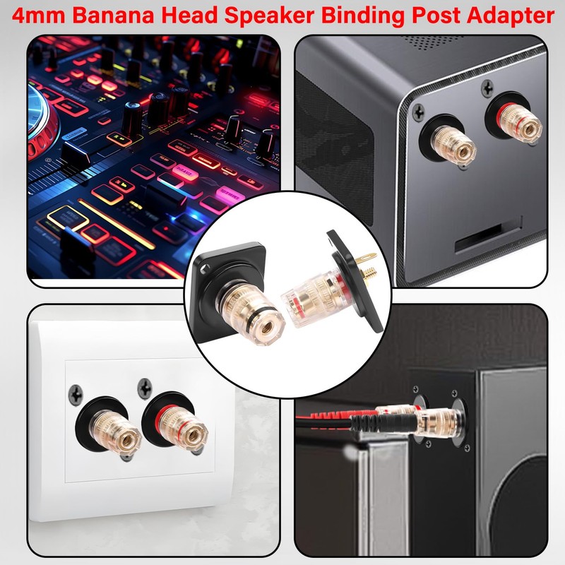 QIANRENON Amplifier Terminal Block Panel Mount Connector 4mm Banana Head