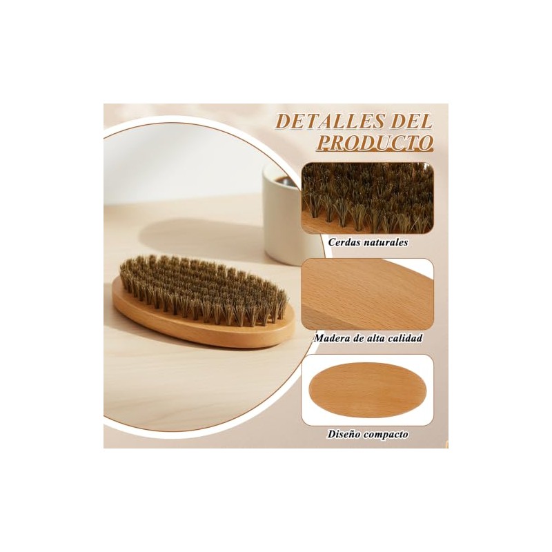 Cepillo Para Barba De 11cm,Cerdas De Jabalí De Bigote Para