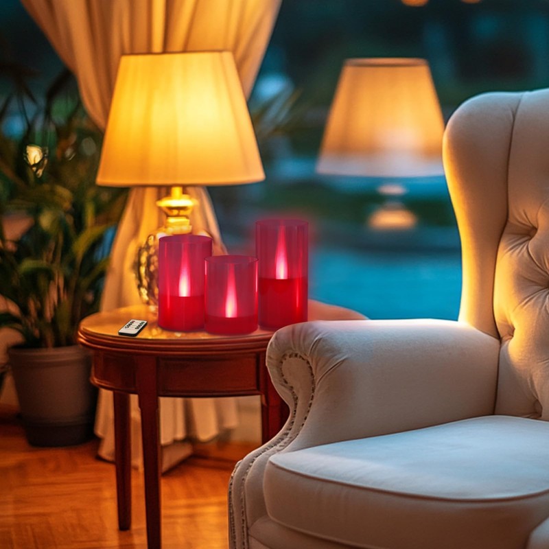 LANKER Flameless Candles with Remote Control and Timer, Battery Operated