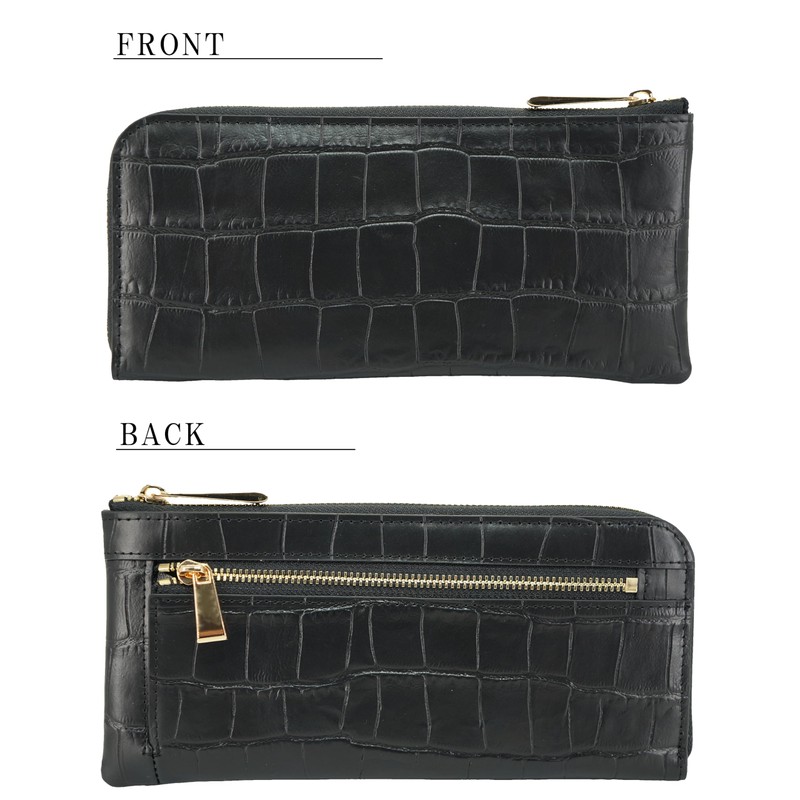 BlissLeather Crocodile Embossed Premium Genuine Leather Large Capacity Long Wallet